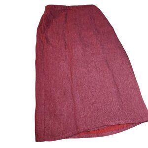 Eileen Fisher Women's Red Irish Linen Wrap Skirt Size S Y2K elegance